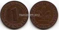 монета Германия 1 пфенниг 1950F год