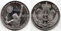 монета Ниуэ 5 долларов 1987 год XXIV олимпийские игры по теннису в Сеуле - Борис Беккер