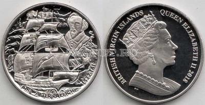 монета Виргинские острова 1 доллар 2018 год Сэр Уолтер Рели