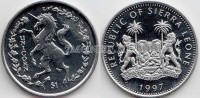 монета Cьерра-Леоне 1 доллар 1997 год Единорог