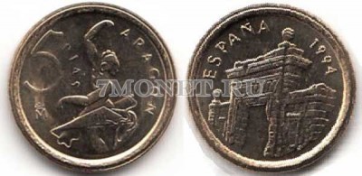 монета Испания 5 песет 1994 год Арагон