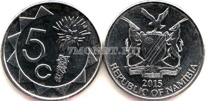монета Намибия 5 центов 2015 год Алое