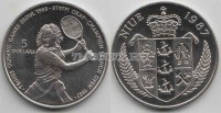 монета Ниуэ 5 долларов 1987 год XXIV олимпийские игры по теннису в Сеуле - Штеффи Граф