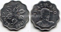 монета Свазиленд 5 центов 2007 год Король Мсавати III - Лилия Арум