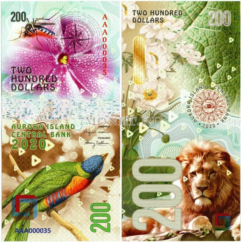 Бона Остров Аврора 200 долларов 2020 год - Флора и фауна
