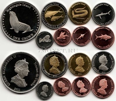 Тристан да Кунья остров Найтингейл (Соловьиные острова) набор из 8-ми монет 2...