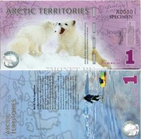 банкнота-образец Арктика 1 доллар 2012 год Песец, серия А, пластик