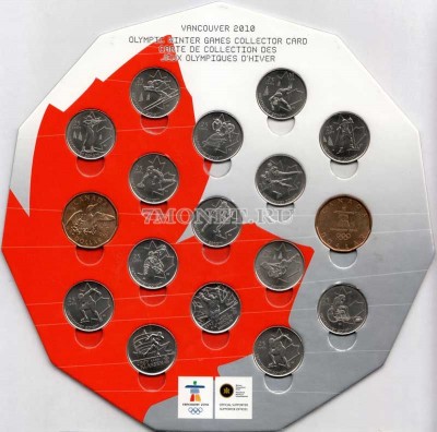 Канада набор из 17-ти монет 25 центов и 1 доллар 2007 - 2010 гг. "XXI Зи...