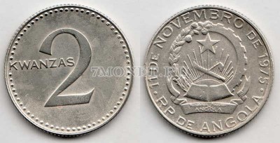 монета Ангола 2 кванза 1977 год