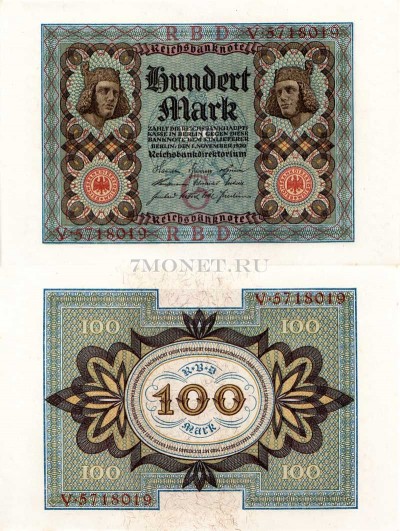 бона Германия 100 марок 1920 год