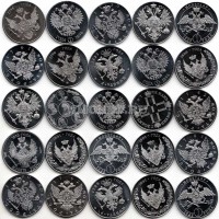 Набор из 25-ти монетовидных жетонов Императоры России, платиновое покрытие