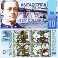 бона Антарктика 10 долларов 2011 год март хижина Скотта, пластик