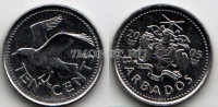 монета Барбадос 10 центов 2005 год Чайка