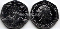 монета Великобритания 50 пенсов 2015 год Битва за Британию