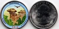 США 25 центов 2016 год штат Иллинойс, Национальный лес Шони, 31-й, эмаль