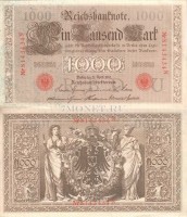 бона Германия 1000 марок 1910 год
