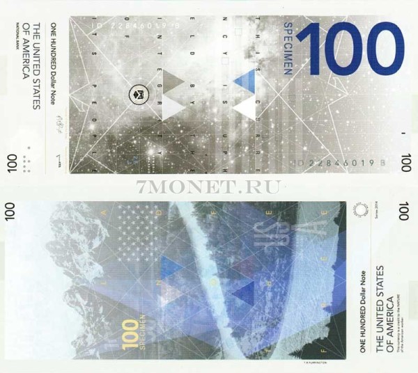 сувенирная бона 100 долларов США 2014 год. Редизайн.