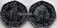 монета Великобритания 50 пенсов 2016 год 950 лет Битве при Гастингсе