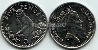 монета Гибралтар 5 пенсов 1989 год Обезьяна