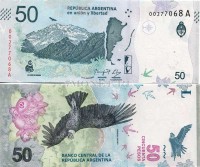 бона Аргентина 50 песо 2018 год Андский кондор