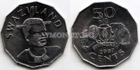 монета Свазиленд 50 центов 2007 год Король Мсавати III