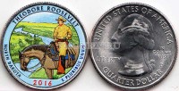 США 25 центов 2016 год штат Северная Дакота, Национальный исторический парк Теодор-Рузвельт, 34-й, эмаль