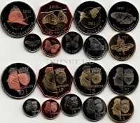 Остров Бонайре набор из 9-ти монет 2012 год бабочки