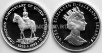 монета Фолклендские острова 50 пенсов 1993 год 40 лет коронации королевы Елизаветы II PROOF