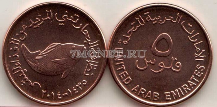 монета Объединенные Арабские Эмираты ОАЭ 5 филсов 2005 год