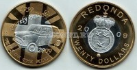 Монета Редонда 20 долларов 2009 год 50 лет автомобилю мини, биметалл