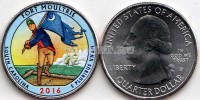 США 25 центов 2016 год штат Южная Каролина, Национальный парк США "Форт Молтри", 35-й, эмаль