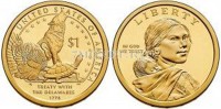 монета США 1 доллар 2013 год серии «Коренные американцы»  Дэлаверский договор