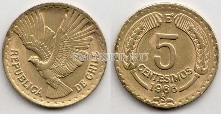 монета Чили 5 сентесимо 1966 год