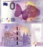 0 евро 2017 год сувенирная банкнота. Бабочка Морфо Менелаус - гинандроморф