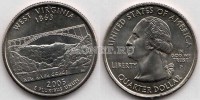 США 25 центов 2005 год Западная Вирджиния