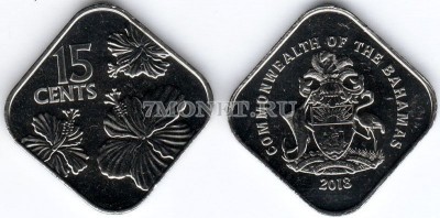 монета Багамы 15 центов 2018 год 