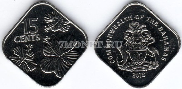 монета Багамы 15 центов 2018 год 
