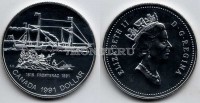 монета Канада 1 доллар 1991 года 175 лет первому колёсному пароходу Фронтенак на Великих Озёрах