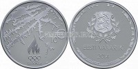 монета Эстония 10 евро 2014 год «Эстонская олимпийская сборная – Сочи 2014»  PROOF