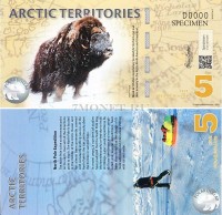 банкнота-образец Арктика 5 долларов 2012 год Овцебык