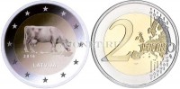 монета Латвия 2 евро  2016 год Латвийская бурая корова