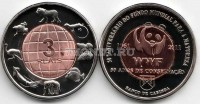 монета Редонда 3 рейса 2011 год 50 лет Всемирный фонду дикой природы