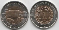 монета Турция 1 лира 2009 год черепаха биметалл
