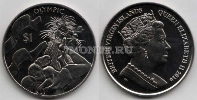 монета Виргинские острова 1 доллар 2016 год Олимпиада в Рио-де-Жанейро - пляж...
