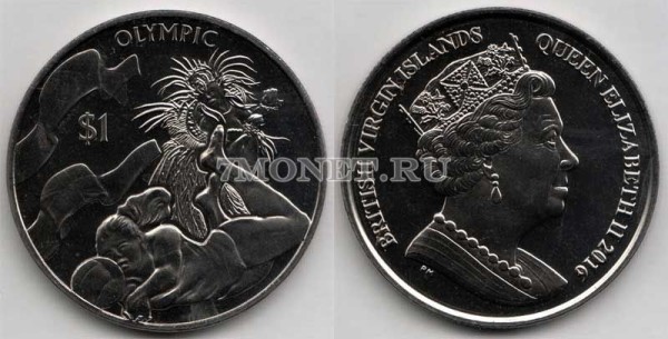 монета Виргинские острова 1 доллар 2016 год Олимпиада в Рио-де-Жанейро - пляжный волейбол