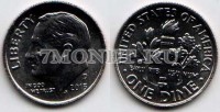 монета США 10 центов (дайм) 2013D год