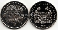 монета Cьерра-Леоне 1 доллар 2001 год лев и львица
