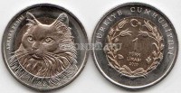 монета Турция 1 лира 2010 год кошка биметалл