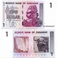 бона Зимбабве 1 доллар 2007 год