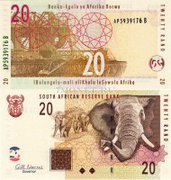 бона ЮАР 20 рандов 2005 год Слон